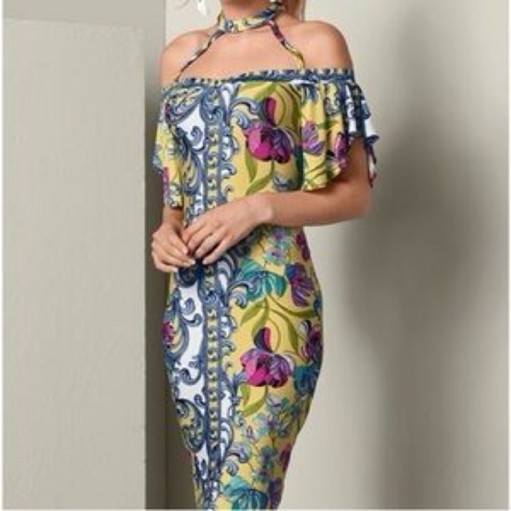 VENUS Women's Off-Shoulder Floral Print Dress Size Small Multicolor Summer